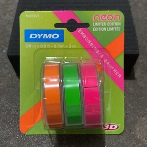 Dymo Neon Limited Edition Embossing Label Tape 3/8in X 9.8ft - 9mm X 3m